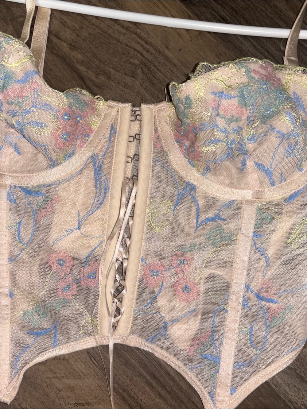 Urban Outfitters Pastel Embroidered Bustier - Pink, Blue, Yellow